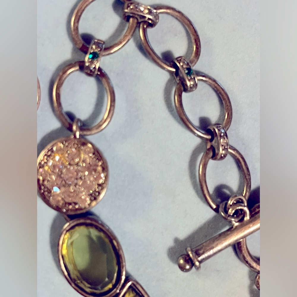 Lia Sophia colorful silver bracelet with 2 size 8 silver rings, bracelet 7 inch